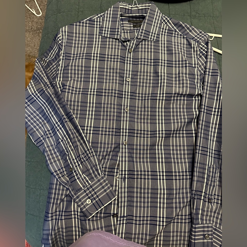 Navy Plaid Men’s Dress Shirt
